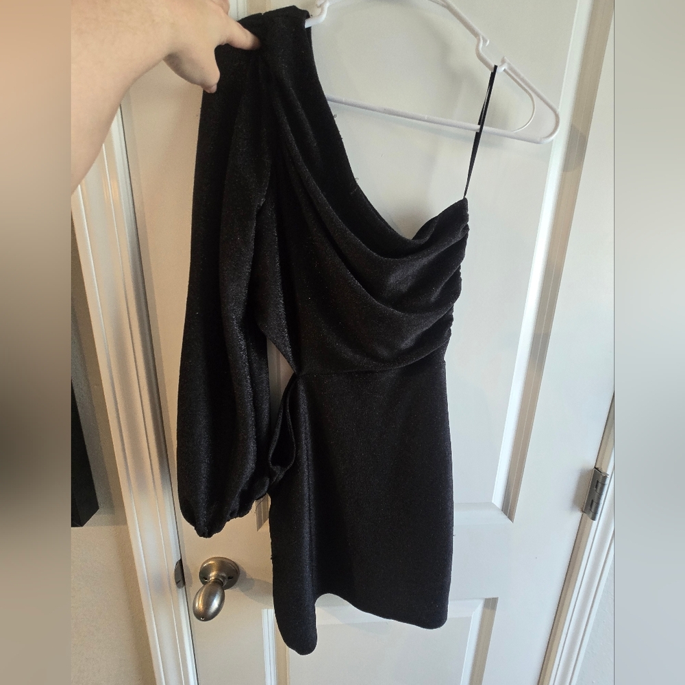 Altar'd State Black One-Shoulder Dress